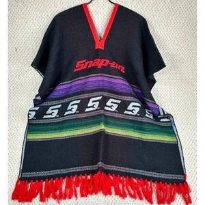 Snap on Tools Serape Poncho Multicolor Pullover Blanket Mechanic Car Racing EUC